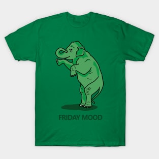 Friday mood of a green happy elephant T-Shirt